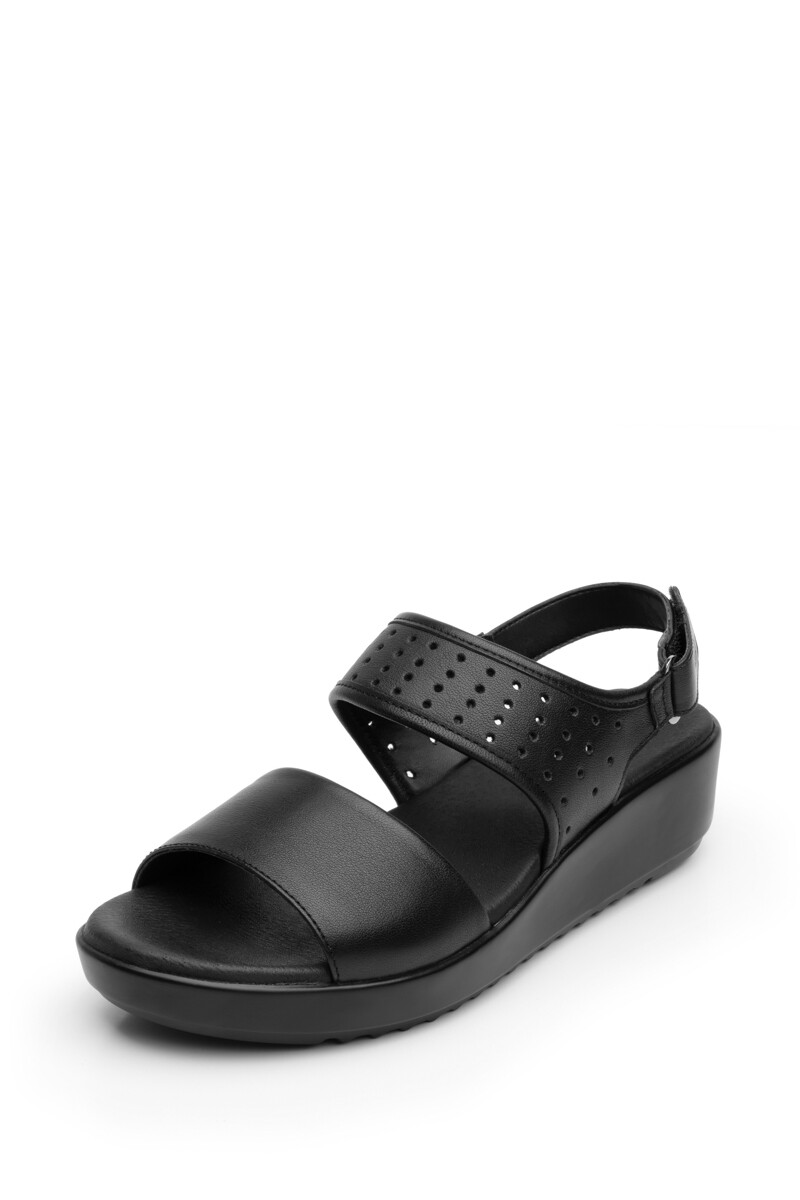 Sandalia Casual Flexi Con Perforado Láser Para Mujer Negro