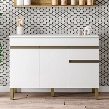 Modulo Bajo Mesada Sin Tapa Tres Puertas De 120 cms. BLANCO