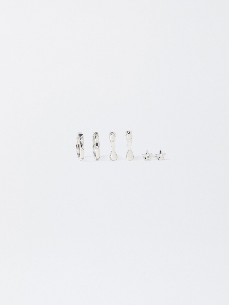 Conjunto De Pendientes Plateados plateado