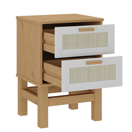 MESA DE LUZ O NOCHE 2 CAJONES EN MADERA MACIZA CON RATAN MESA DE LUZ O NOCHE 2 CAJONES EN MADERA MACIZA CON RATAN