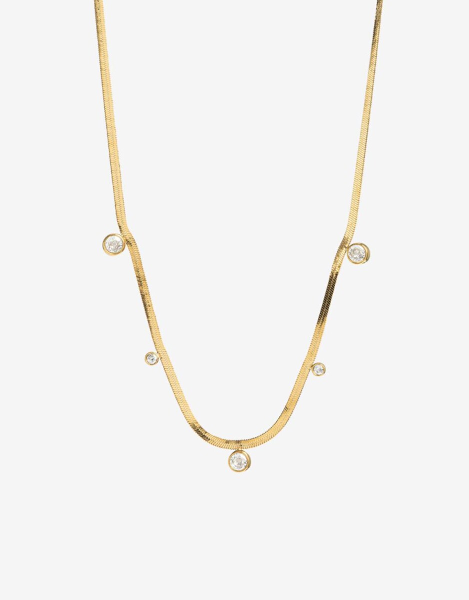 Collar De Acero Con Cubic - Dorado 