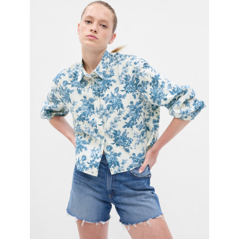 LSF CROPPED SHIRT BLUE FLORAL