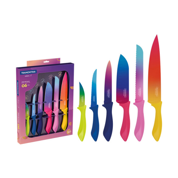 Juego 6 cuchillos "COLORCUT" -TRAMONTINA TN9705