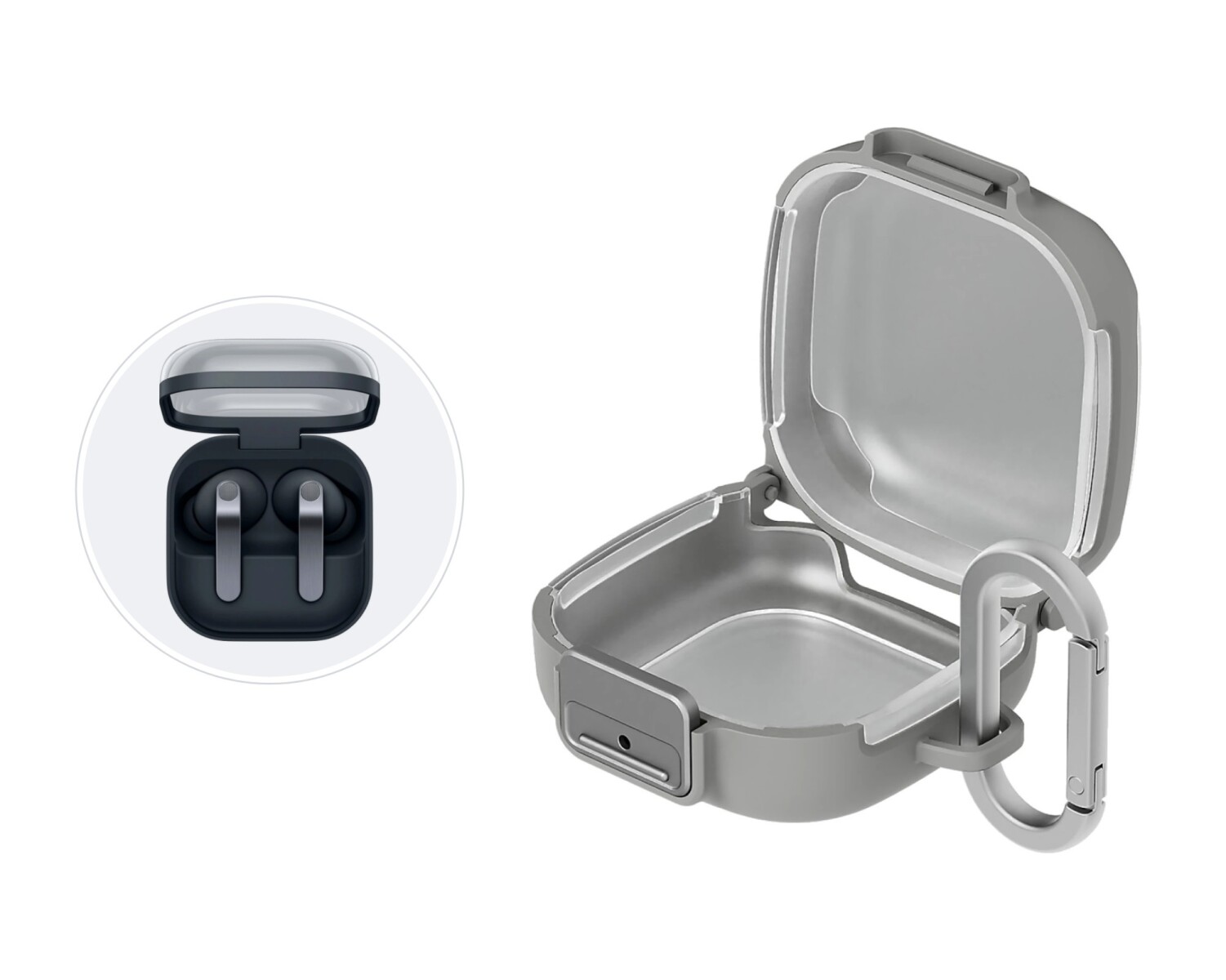 Funda Clip Case con Mosquetón para Galaxy Buds4 y Buds4 Pro - Grey 