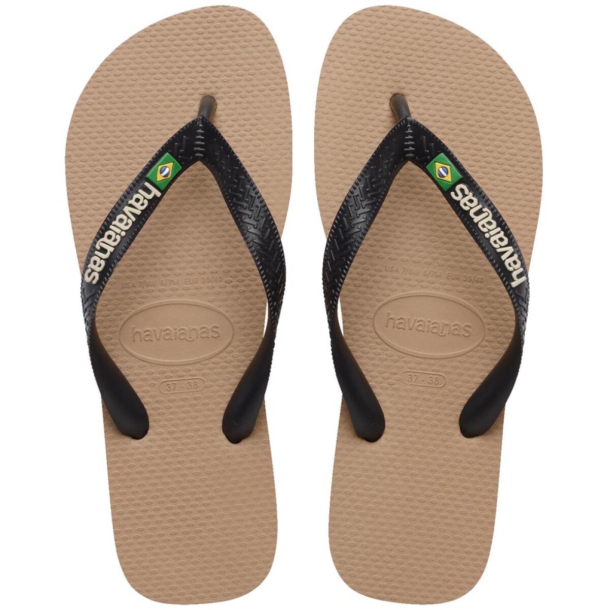 Sandalias Havaianas Brasil Logo Hombre - Oro Rosa Negro 