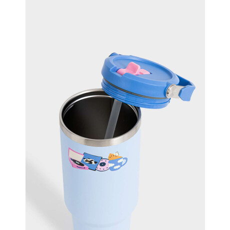 Vaso Alto Término De Acero Inoxidable De 900ml Con Manija Azul Celeste