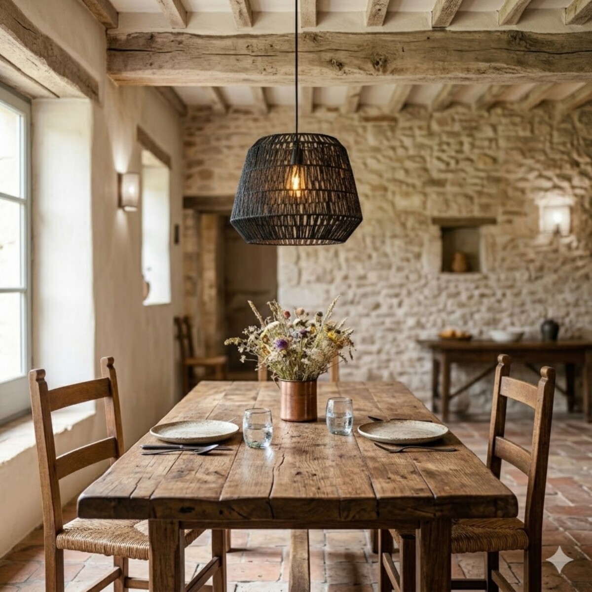 Colgante de fibras naturales 40cm - NEGRO 