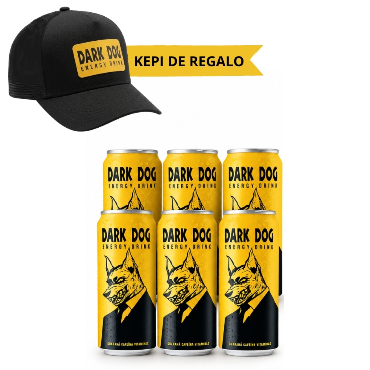 Combo Dark Dog 6 Latas de 500ml + Kepi 