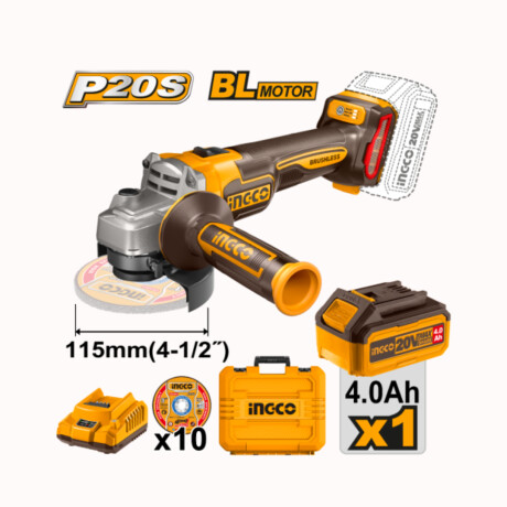 Set INGCO Amoladora BL + Valija 20V