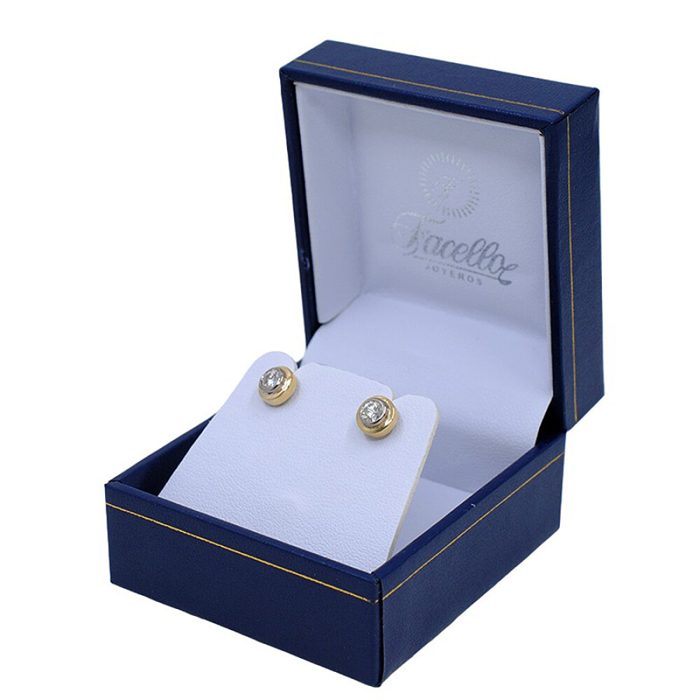Caravanas En Oro 18K De 2 Tonos Y Brillantes Caravanas En Oro 18K De 2 Tonos Y Brillantes