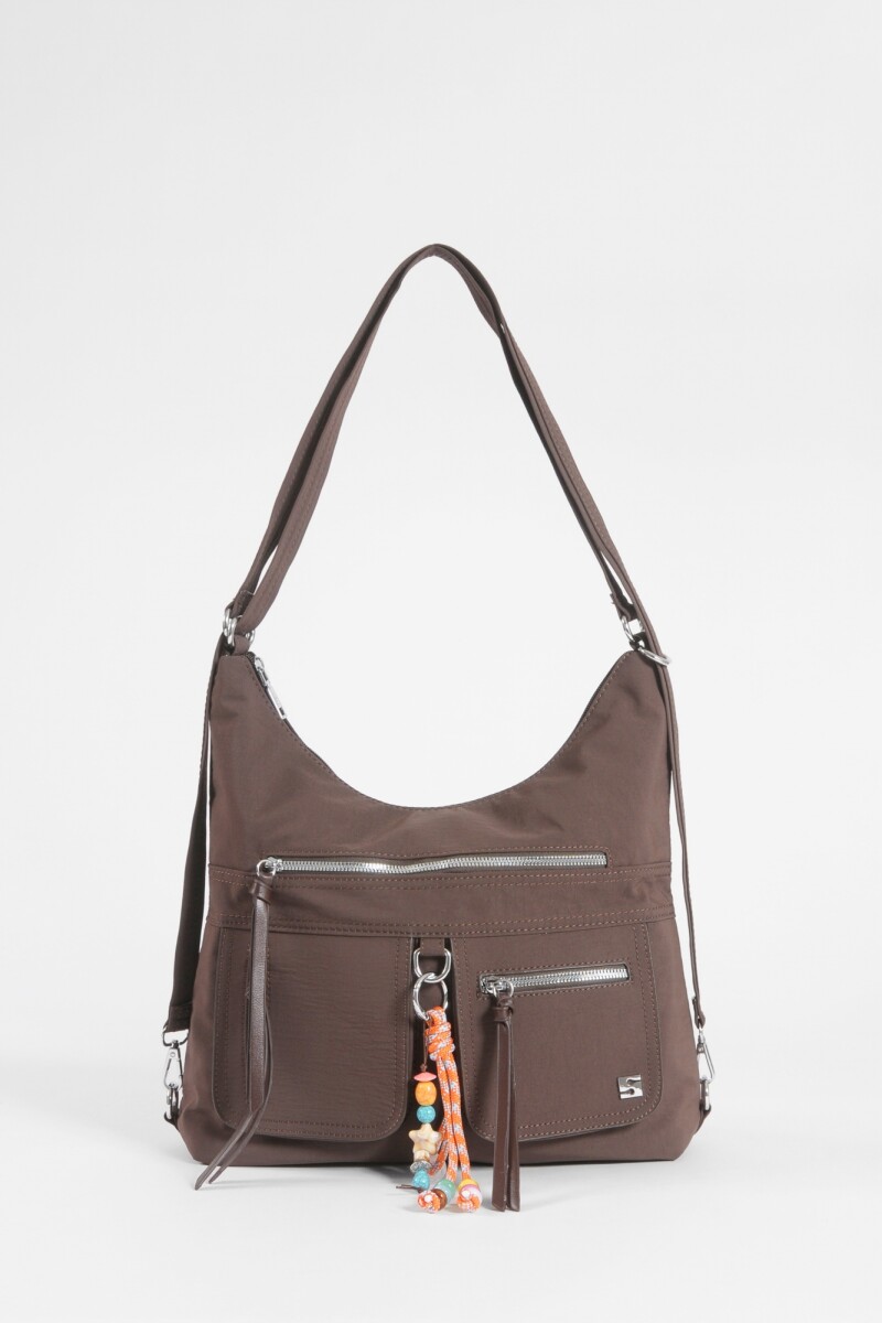 Hobo mochila con llavero removible chocolate
