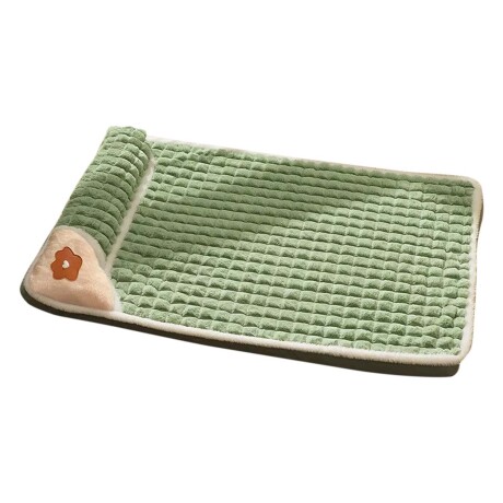 Cama Colchoneta con Almohada Pequeña de Felpa p/ Perro Gato Verde