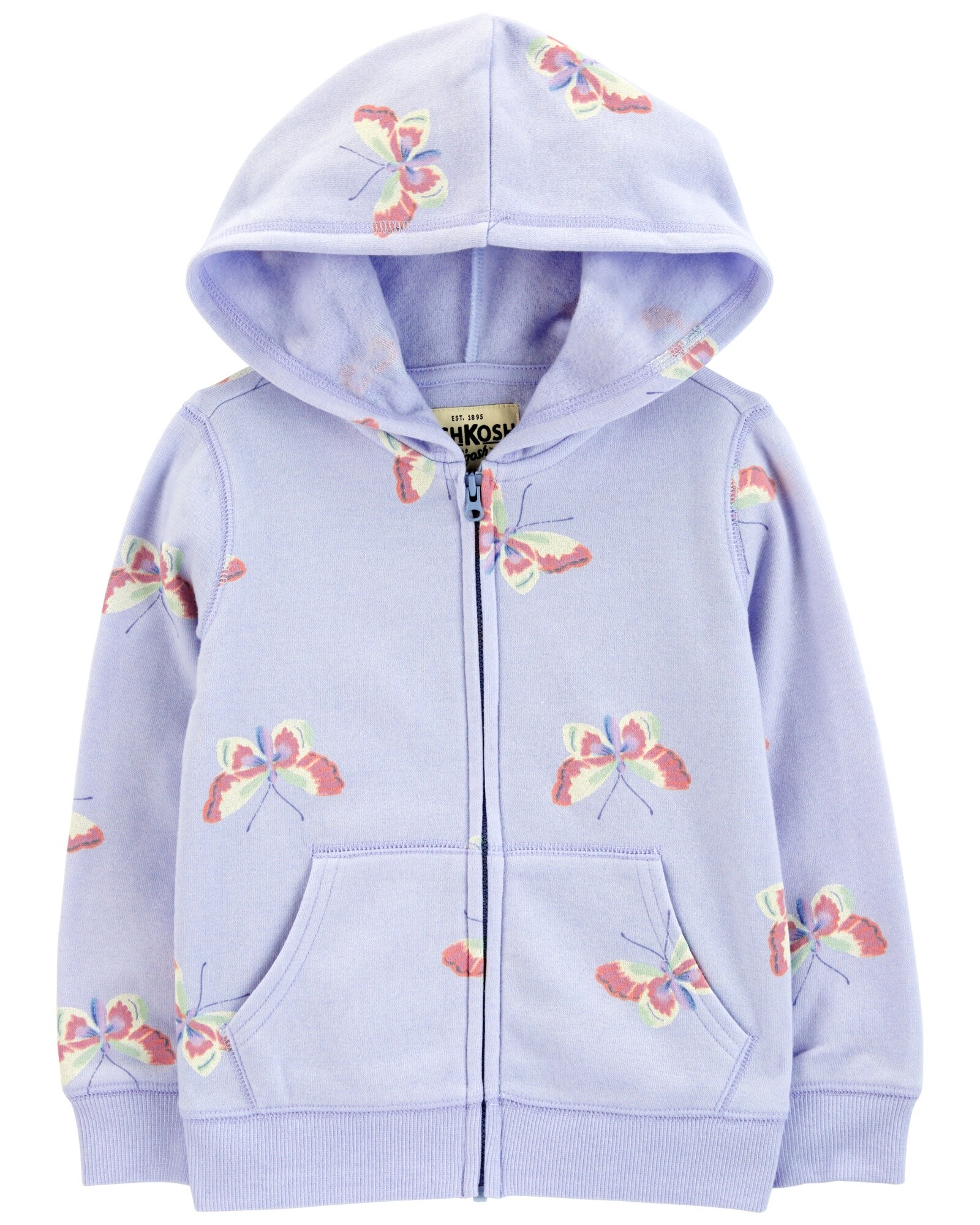 Campera de algodón con felpa, diseño mariposas Sin color
