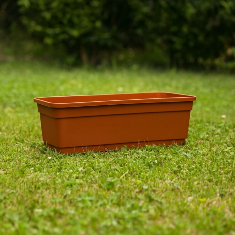 MACETA JARDINERA RECTANGULAR 52X18X14CM TERRACOTA