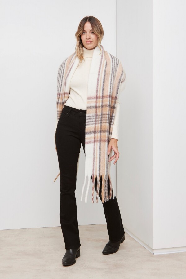 Bufandon Soft Cuadros MULTI/CRUDO