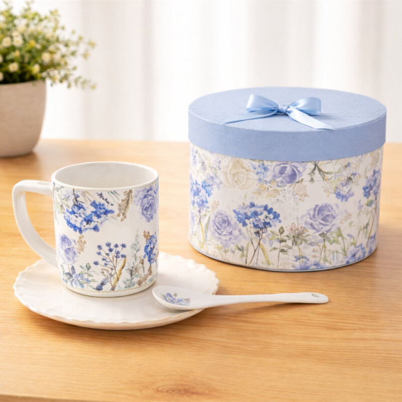 Mug de Cerámica Pintada con Cuchara Mug de Cerámica Pintada con Cuchara