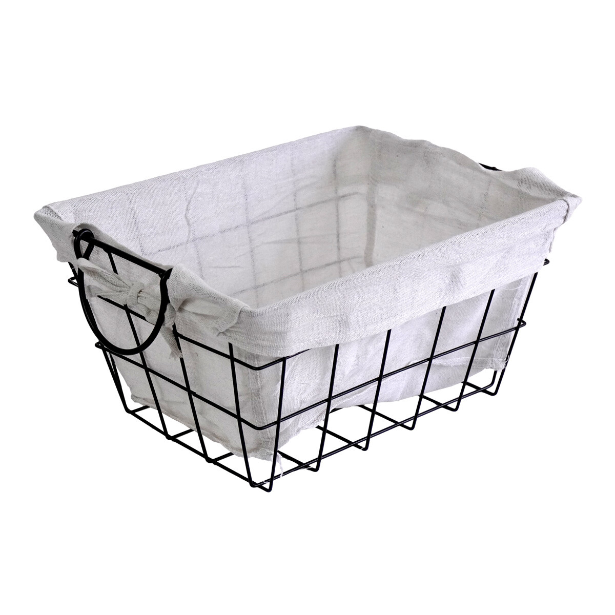 CANASTO METAL C/ASAS FORRADO TELA 