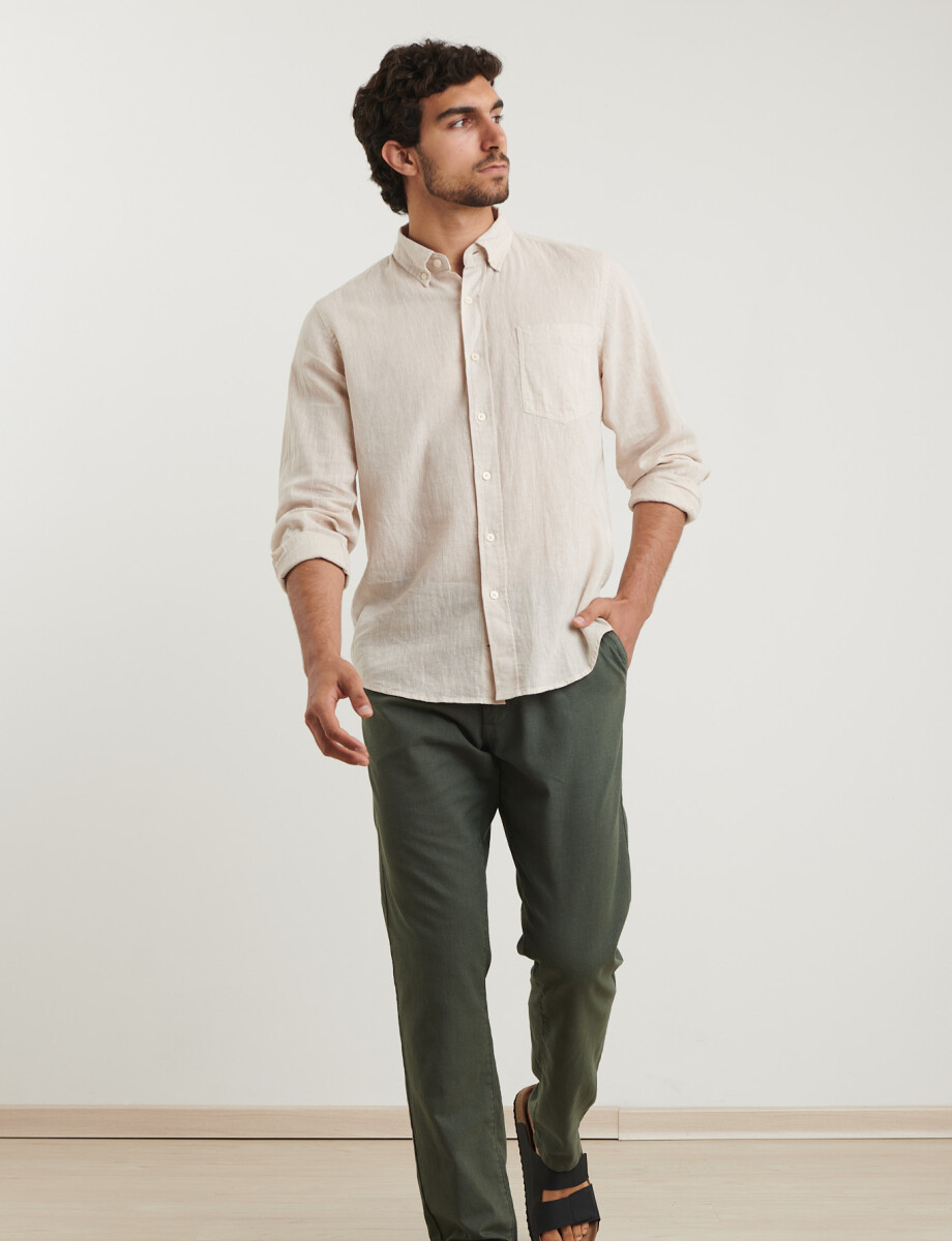 080677 PANTALON DE LINO HARRY Verde