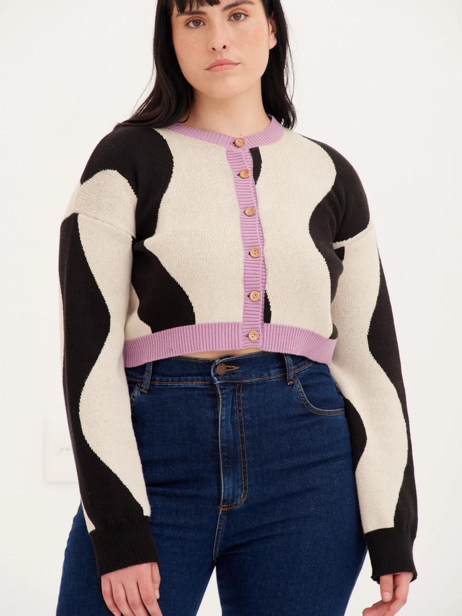 Cardigan Pola estampado - black 