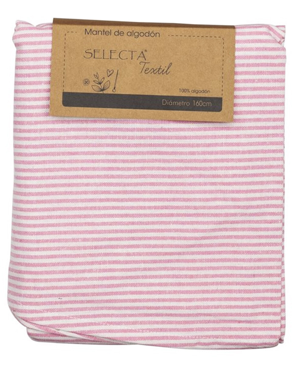 Mantel circular Selecta en algodón 160cm - Rosa con líneas 