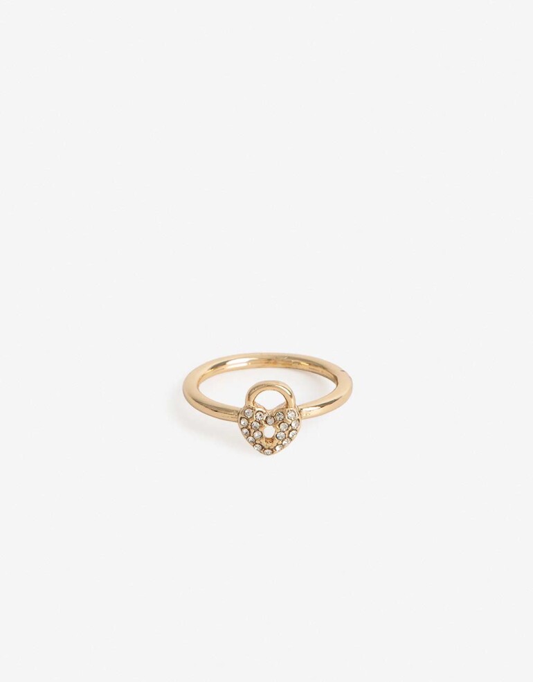 Anillos Chicos Strass Anillo Strass Corazón - Dorado