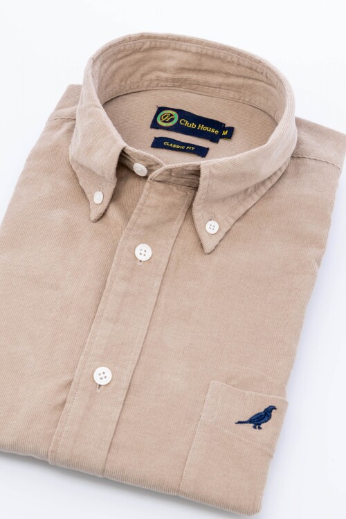 Camisa corduroy clasica Beige