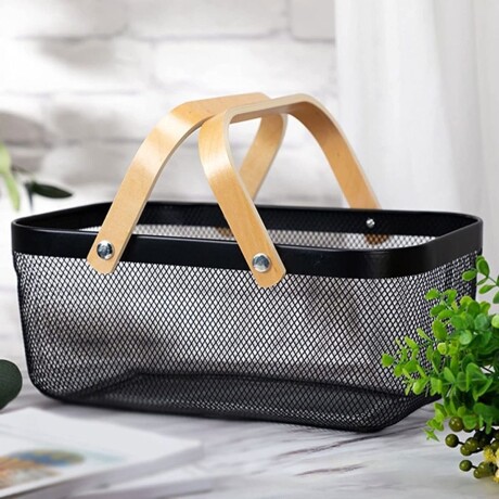 Canasto Metálico Multiuso Negro 40cm x 18cm Canasto Metálico Multiuso Negro 40cm x 18cm