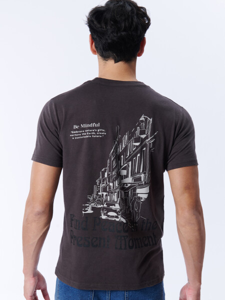 Remera manga corta estampada Gris Oscuro