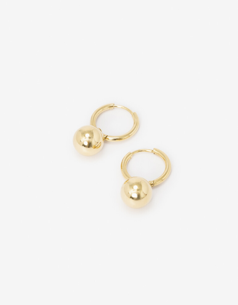 Aros Argollas Metal Argollas De Acero Con Esfera - Dorado
