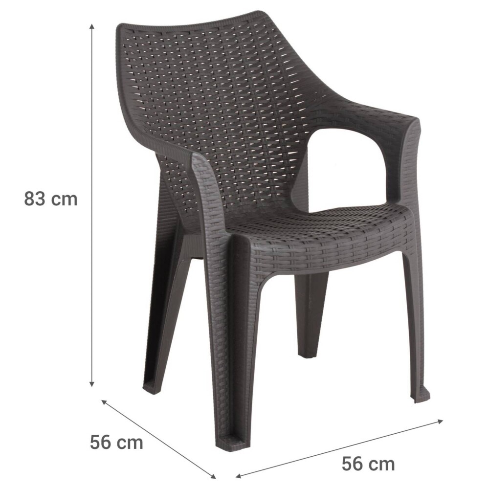 Silla De Plastico Con Posabrazos Apilable Negro