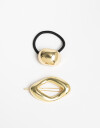 Accesorios Pelo Set Varios Set De Pony Cuff Y Hebilla Francesa De Metal. - Dorado