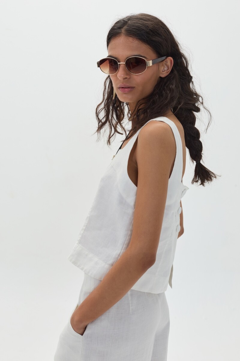 Top Mei en Lino Off-White