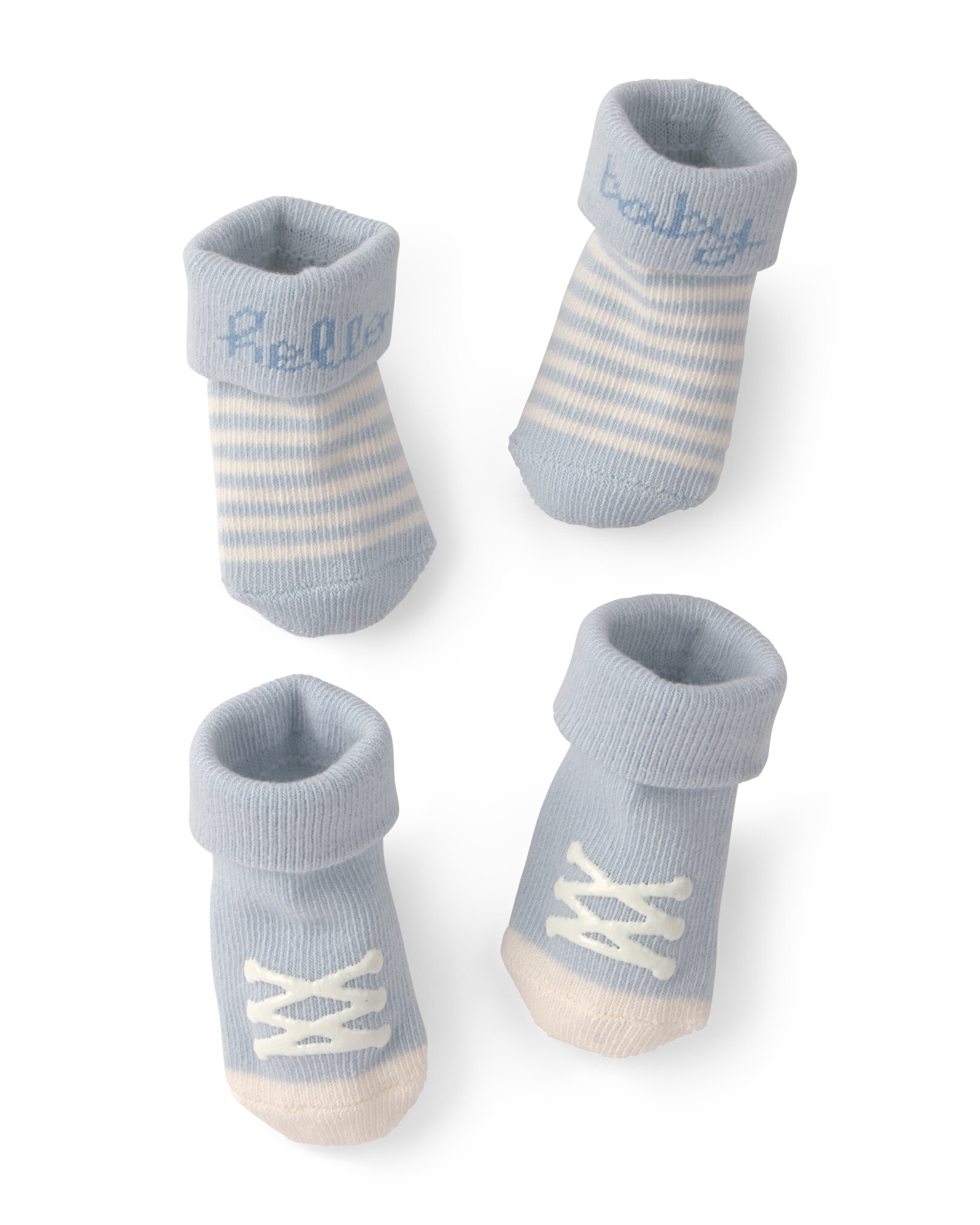 Pack dos pares de medias de algodón, azules, estampa hello baby Pack dos pares de medias de algodón, azules, estampa hello baby