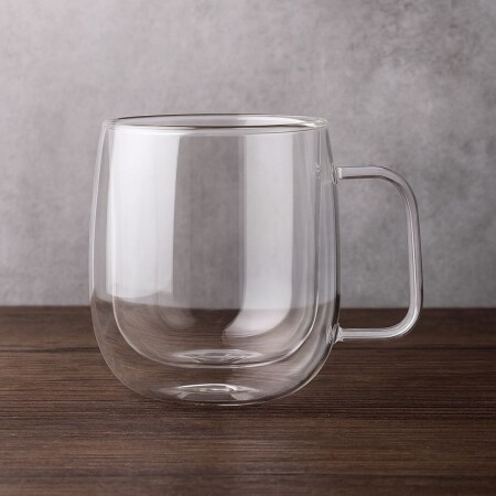 TAZA DE VIDRIO DOBLE PARED CON ASA 240ML TAZA DE VIDRIO DOBLE PARED CON ASA 240ML