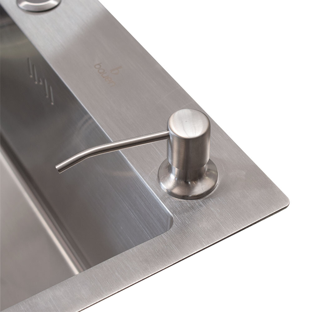 PILETA SIMPLE DE ACERO INOXIDABLE 201 TERMINACIÓN MATE CON DISPENSADOR DE JABÓN Pileta Simple De Acero Inoxidable 201 Terminación Mate Con Dispensador De Jabón