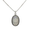 Dije Colgante Oval-Plata 925 Quemada-Piedra Luna-CP4266 Conpiedra