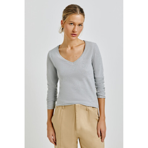 BLUSA ML FEM CINZA MESCLA