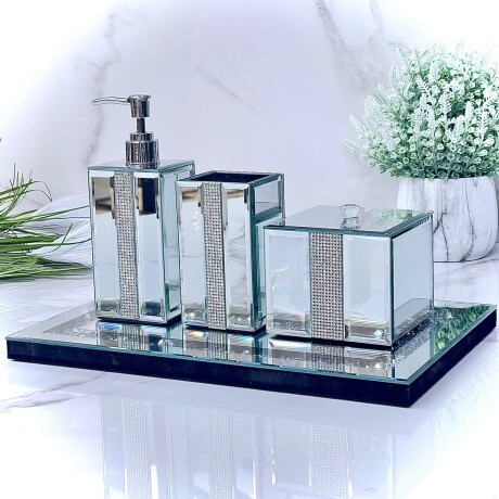 Set Accesorios Baño Espejado 4 Piezas Largo 33cm x Ancho 22cm x Alto 18cm Set Accesorios Baño Espejado 4 Piezas Largo 33cm x Ancho 22cm x Alto 18cm