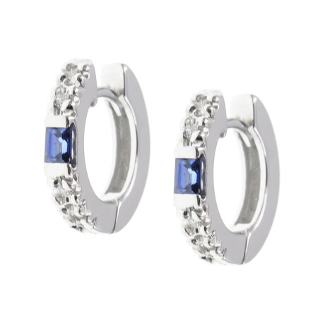 Aros en oro blanco 18k con brillantes y zafiros N8794W Aros en oro blanco 18k con brillantes y zafiros N8794W