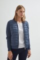 Campera capitoneada con mangas tejidas azul piedra