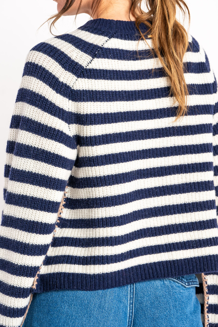 Sweater Rayado Lana Negro