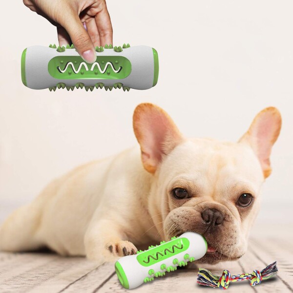 Juguete Dental Hueso Dispensador Comida Perro Anti Sarro Color Variante Blanco Verde