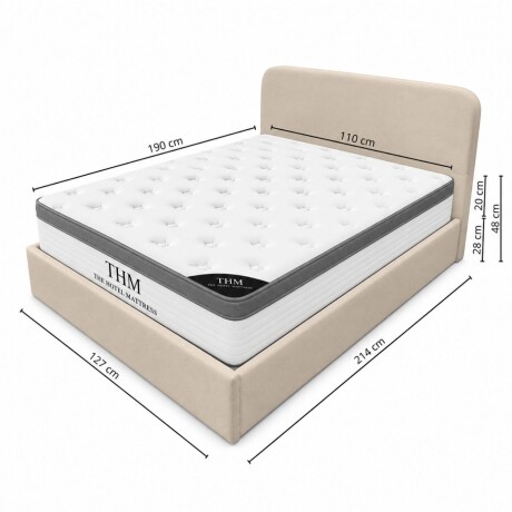 Sommier baul plaza y media HAMPTONS Hybrid Rhodium con respaldo Sommier baul plaza y media HAMPTONS Hybrid Rhodium con respaldo