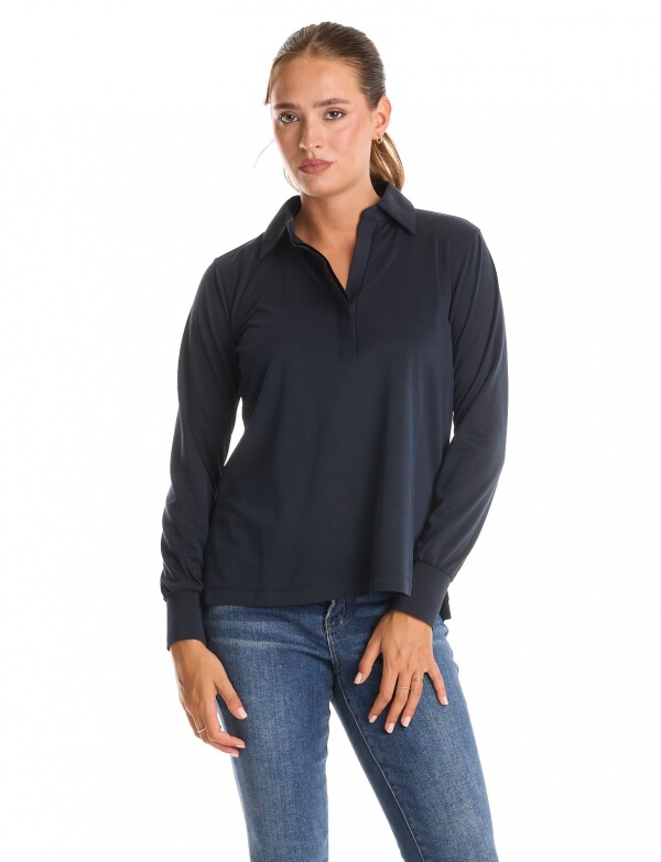 Remera Cuello Solapa MARINO