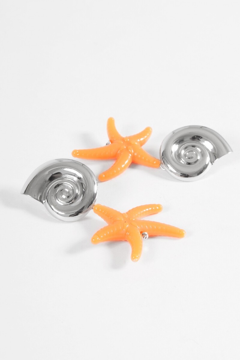 Caravanas dije estrella de mar plateado