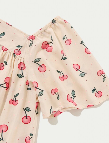 VESTIDO INFANTIL CON ESTAMPADO BEIGE