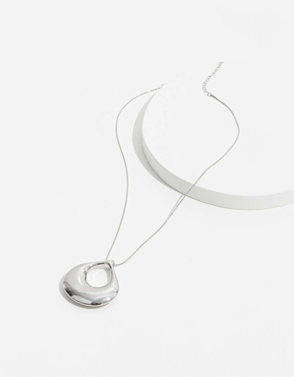 Collar Con Dije Redondo - Plateado Rodio 