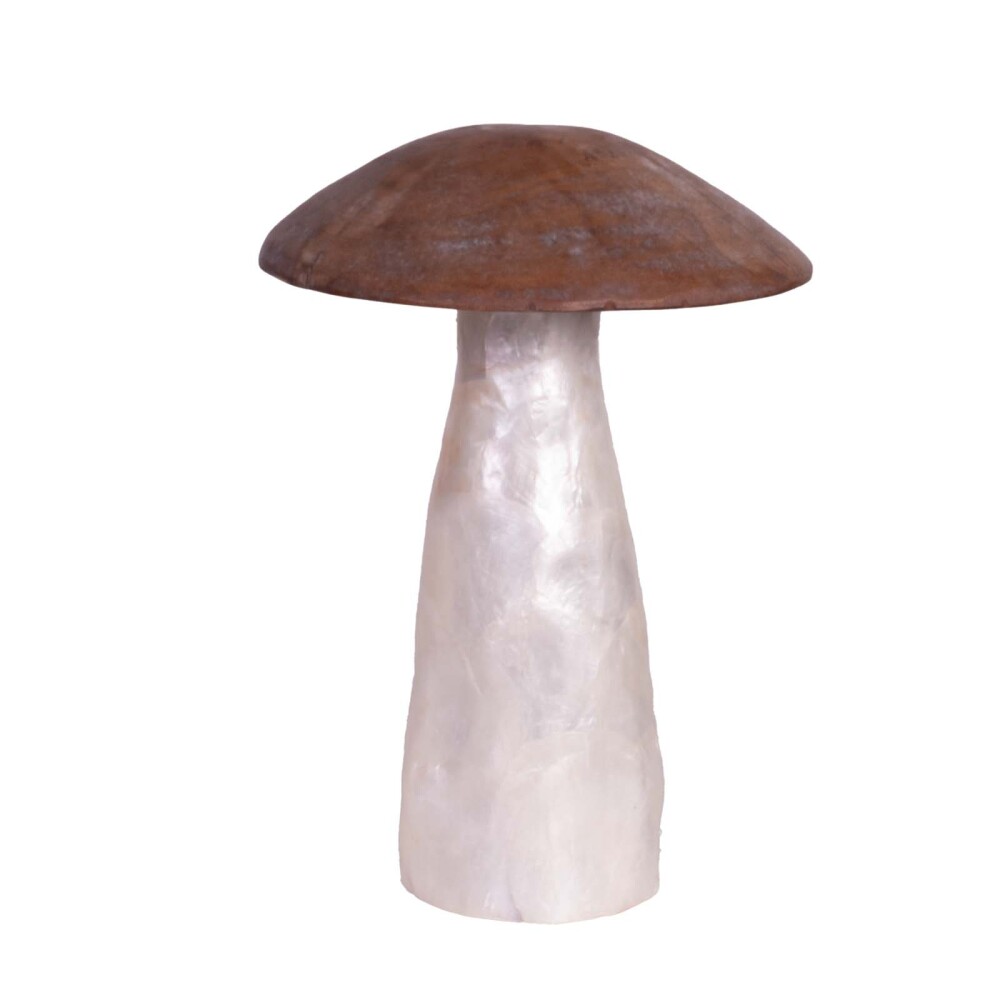 ADORNO DECORATIVO SMALL MADERA-DE-TECA BLANCO MUSHROOM, BLANCO