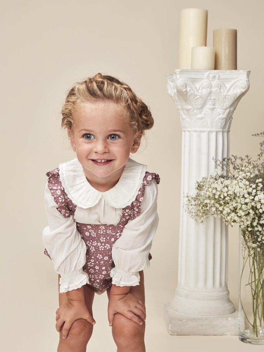 Camisa Bebe Cuello Vol Blanco Roto