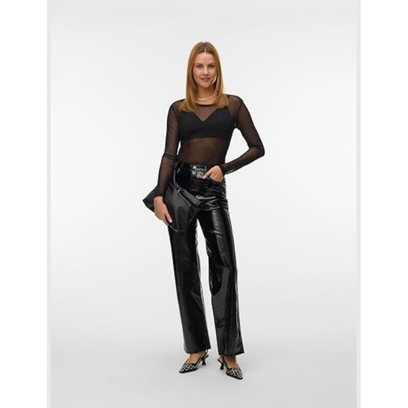 VMTESSA HR WIDE COLORED VINYL PANTS NOOS BLACK